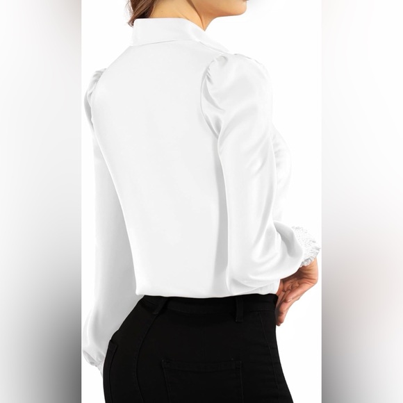 LIKE NEW Mangopop Long Sleeve Button Down Collared Bodysuit White Size M - Picture 13 of 14